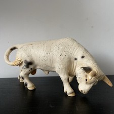 SCHLEICH WHITE RODEO BULL Male Cow Farm Figure 2005 Retired 13613
