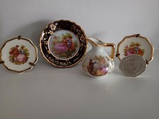 4 x Vintage Pieces Miniature Small LIMOGES CHINA  - Jug - Blue Tazza & 2 Plates