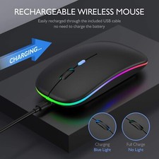 RGB LED Wireless Mouse Rechargeable Optical Silent Mice USB For PC Laptop UK