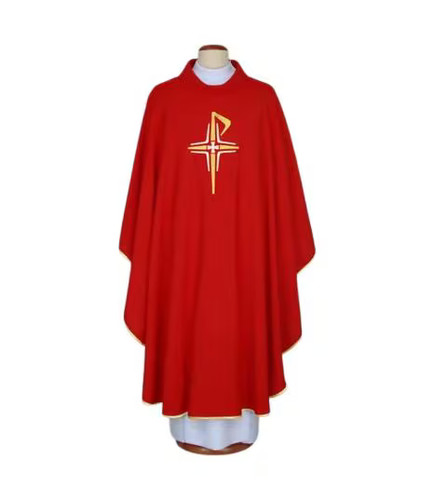 Embroidered chasuble red with - embroidered,