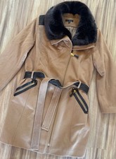 20W VIA SPIGA $400 Original Came FAUX FUR COLLAR WOOL BLEND BELTED COAT SZ