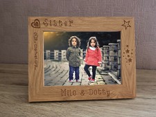 Personalised Siblings Photo Frame Sister & Brother Love Engraved Wood Gift 