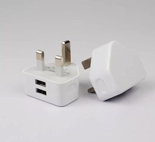 2.1A AMP Fast Dual Twin 2 Port USB Charger UK Mains Wall Plug Adapter 3 Pin Lot