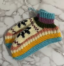 Nepali Woollen Socks Hand-knit ideal For Christmas gift White - Multi Colours