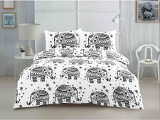 Elephant Design Printed Duvet Cover Set With 2 Matching Pillow Cases Bedding Set