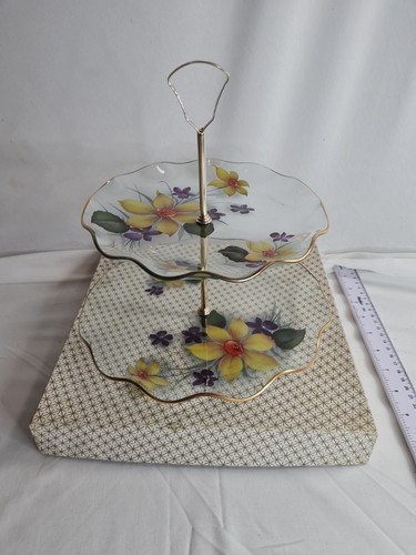 Vintage floral glass two - , tier