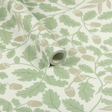 Sage Acorn Trail Wallpaper Oak Leaf Feature Wall Living Room Hallway Office