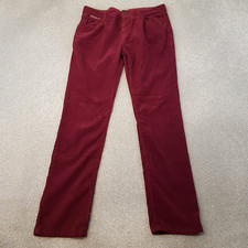 Superdry Mens Jeans 34x32 Burgundy Slim Corduroy Cord Trousers Jeans W34 L32