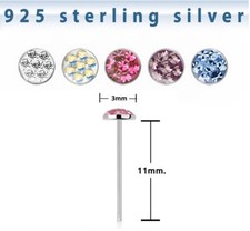 Nose Stud 925 Silver - BEND YOURSELF - Large 3mm Ferido Crystal - Choose Colour