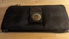 Kipling Nylon Wallet 2 Zip-around Sections Black W/Card Slots Coin Purse  - VGC