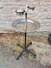 Parrot or Parakeet Perch With Bowls