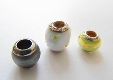 3 x Genuine Lovelinks sterling silver Murano Glass Beads - Mixed colours styles