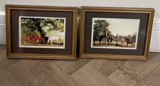 Vintage The Clover Leaf Collection Print X2 George Stubbs ? Framed Horses Field