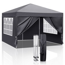 3x3M Heavy Duty Gazebo Marquee Pop UP Waterproof Garden Party Tent w/ Sides Gray