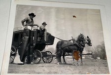 Rare Vintage American Western Cowboys, Stilts Circus Stagecoach Snapshot Photo!