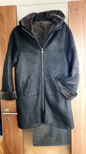 Black and grey sheepskin - grey, coat