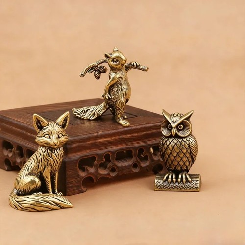 Handmade brass owl - handmade, ornament