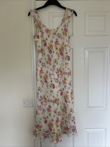 Cream floral midi dress - cream, size