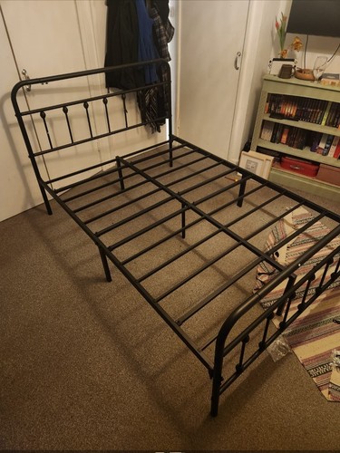 Double metal slatted bed - metal, frame