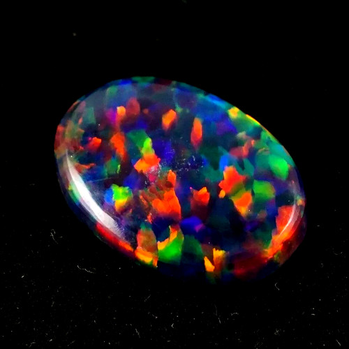 Natural black fire opal oval - black,