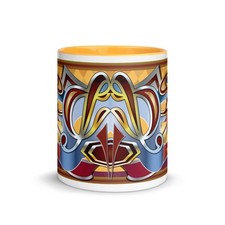 FAIRGROUND Artwork Mug Yellow Funfair Ride Waltzer Skid Roundabout Nouveau Deco