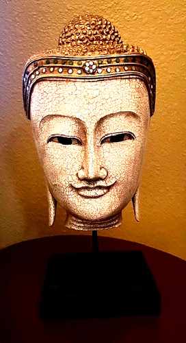 Buddha head wooden - buddha,