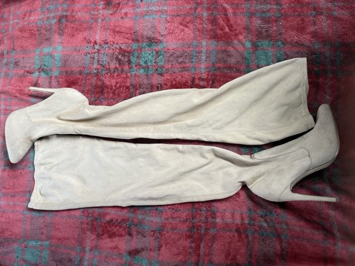 Beige suede effect thigh high - suede,