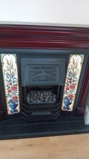 Complete Fireplace With Tiled Sides Wood Surround And Hearth