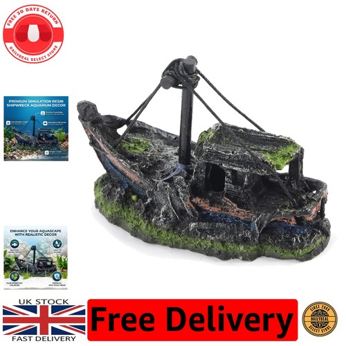 Realistic aquarium shipwreck - realistic,