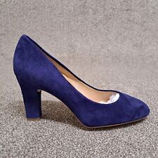 Unisa Court Shoes Blue 40 UK 7 Suede Leather 3.25" Block Heel