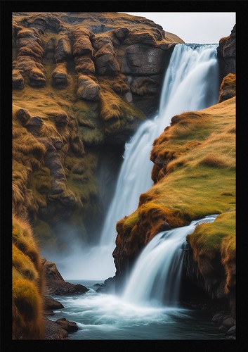 Waterfall beautiful framed - beautiful,