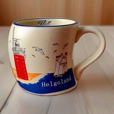 Vintage Platow Hamburg Hand Painted Helgoland Mug - Lighthouse Souvenir Germany.