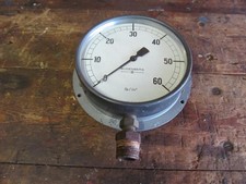 vintage brass painted Budenberg pressure gauge 7" diameter