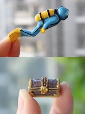 2pcs Fun Fish Tank Diver Treasure Hunt Chest Landscape Aquarium Cake Decoration