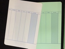 Vintage A4 Ledger Cards Green