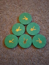 Set of 95, Genuine Green Vintage Casino Playboy Poker  Gaming Chips Original Box