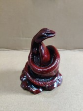Chinese Cinnabar Resin Snake Figure, 9 x 7 x 5.5 cm, No Chips or Scratches.