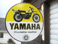 ENAMEL SIGN ,YAMAHA DT DOUBLE SIDED DEALER SIGN,FLANGED ENAMEL SIGN WORLD POST