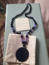 Lola Rose Longline Necklace With Pendant Blue Sandstone And Purple 