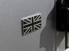 Black & Silver Union Jack Badge (Self Adhesive) - Land Rover - DA7637