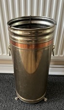 VINTAGE METAL UMBRELLA/WALKING STICK STAND WITH DRIP TRAY AND DIVIDER.