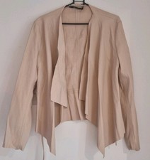 Zara Beige Faux Leather Jacket Size M 10 Waterfall Tie Very Soft Coat
