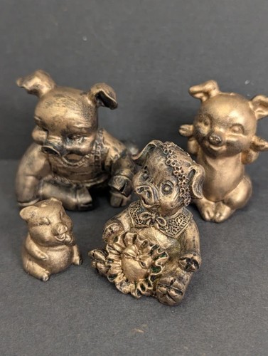 Gilt pig ornaments - pig,