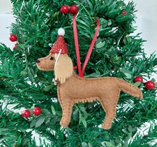 Cocker Spaniel Dog Felt Christmas Tree Decorations with Detachable Party Hat