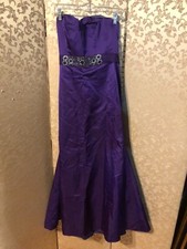 Reem Acra New York Purple Beaded Mermaid Trumpet Strapless Dress Size 6