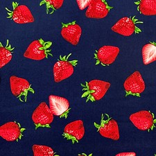 100% Cotton - Red Strawberries