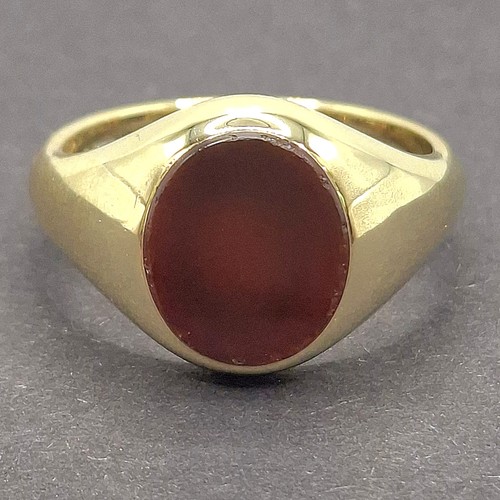 9ct yellow gold oval carnelian - gold,