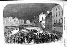 Original Old Antique Print