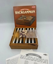 Classic Backgammon Game Complete Wooden Set Travel 6x6 inch Board Traditional