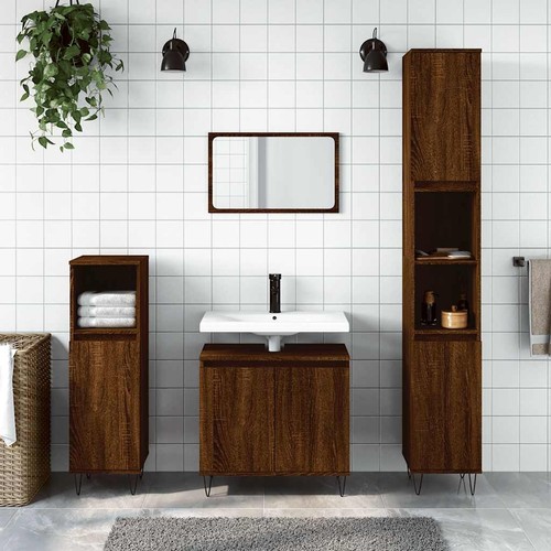 Bathroom cabinet brown oak - bathroom,
